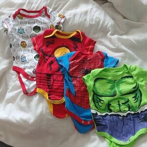 4pc  Bundle Marvel Superhero Onesies 0-3mos